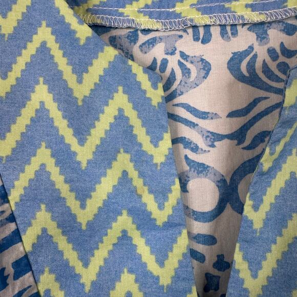 J.McLauglin Blue White & Green Patterned Lightweight Tunic Top - Picture 8 of 9